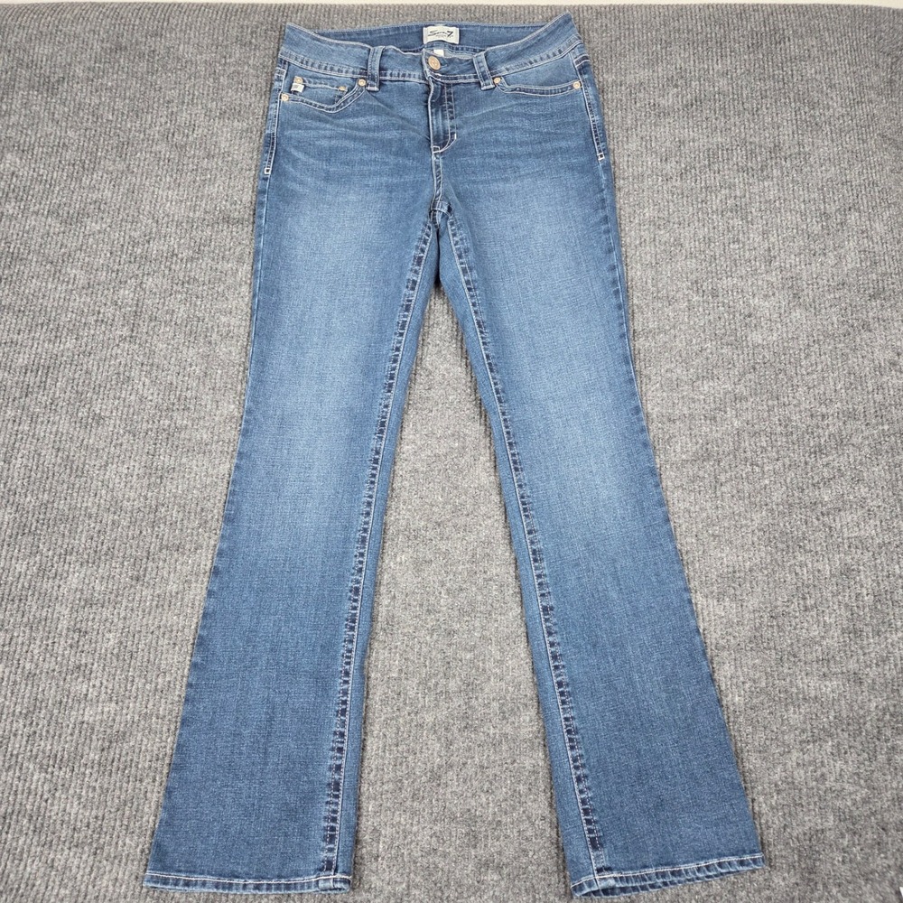 Seven7‎ Starlette Boot Mid Wash Flap Pocket Bootcut Jeans Womens Size 10 Blue